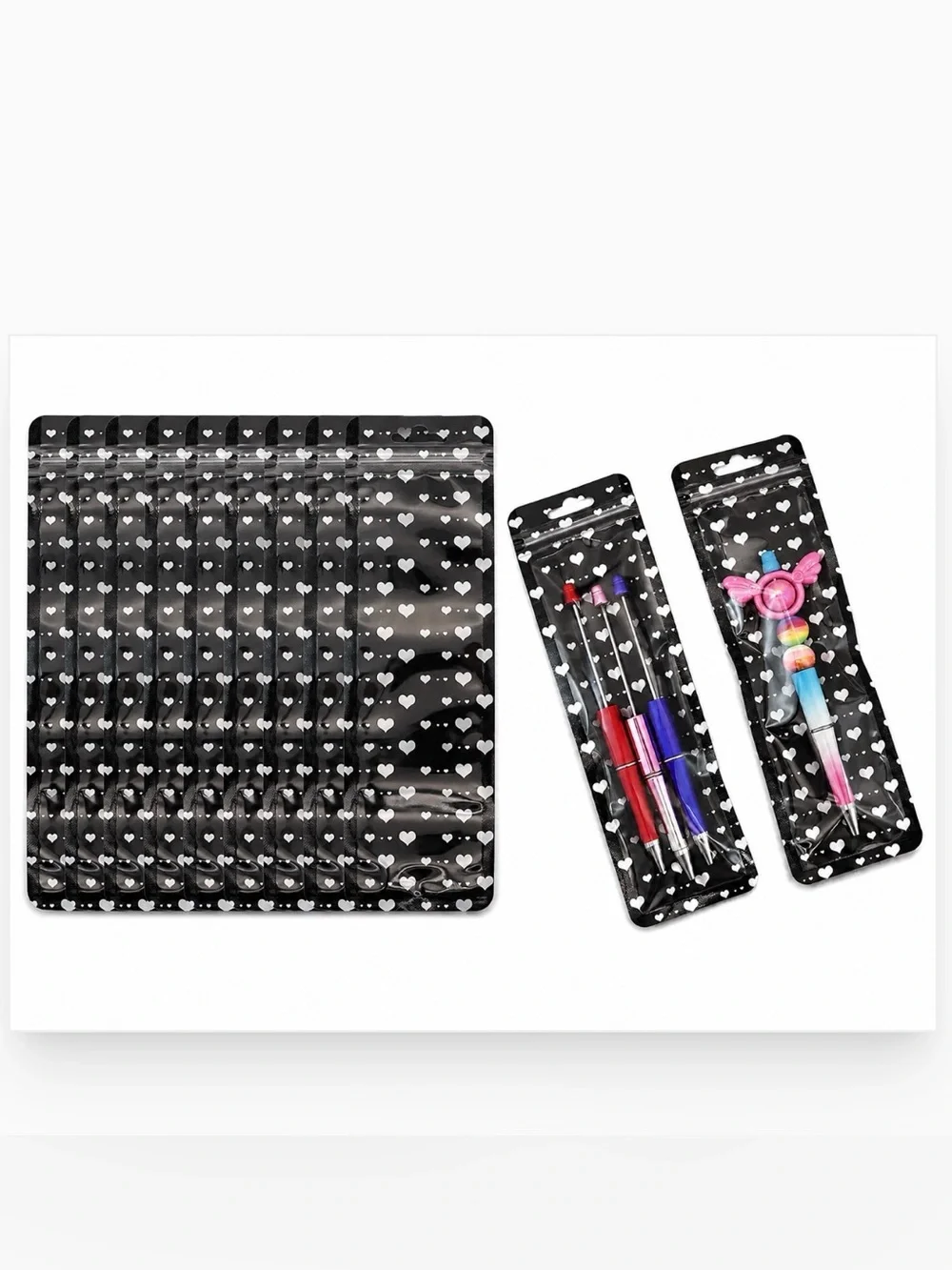 BUY NOW 20 Black w/Hearts Mylar Zip Bags - Multipurpose